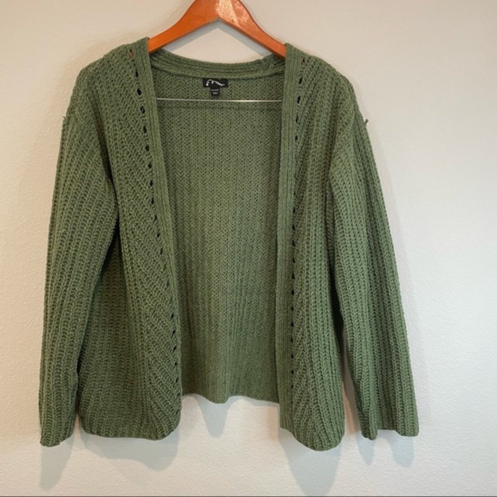 Art Class Army Green Open Front Cardigan